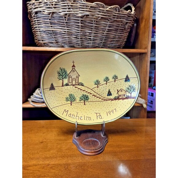 Jeff White Redware Pottery Plate 1997 Manheim PA Signed Folk Art Lebanon PA - Picture 1 of 10